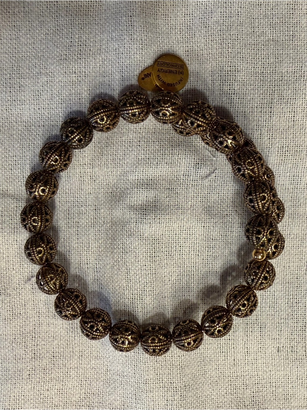Alex and Ani Gold Filigree Beaded Stretch Bracelet